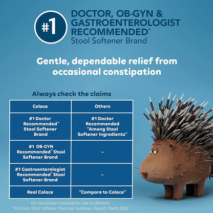 Colace® Regular Strength Stool Softener Capsules, 100 mg. 60 ct.