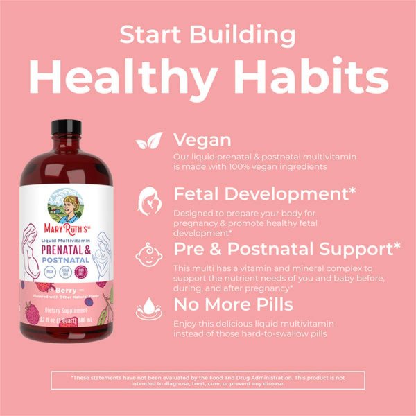 Mary Ruth's® Prenatal & Postnatal Liquid Multivitamin, Berry, 32 oz.