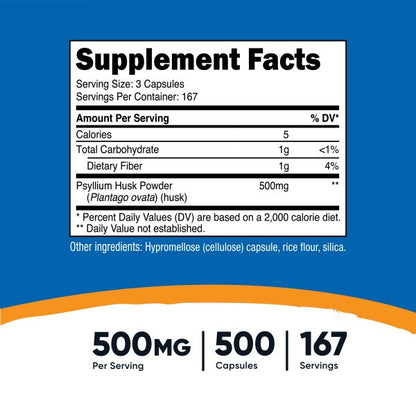 Nutricost Psyllium Husk Capsultes 500 Ct.