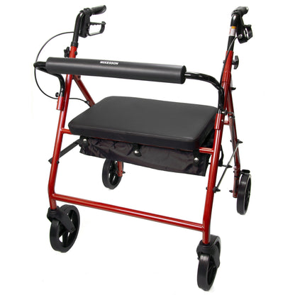 McKesson Bariatric Folding Steel Four-Wheel Rollator, 500 lb. Capacity