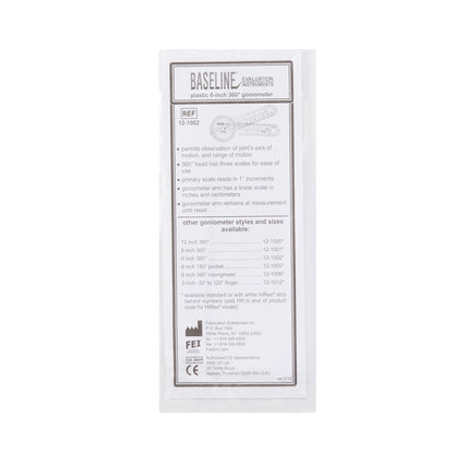 Baseline® 360° Head Plastic Goniometer, 6 Inch Arms
