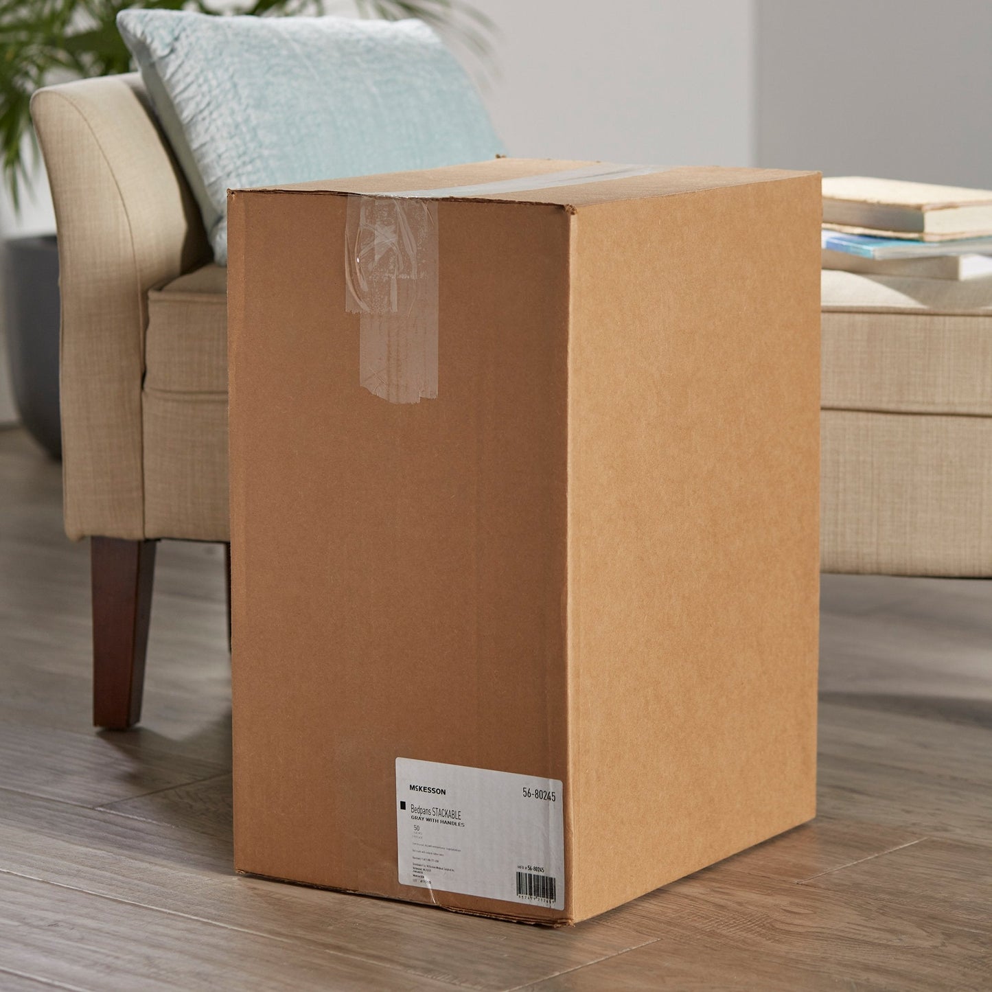 McKesson Stackable Bedpan, Non-Stick Plastic, Latex-Free, Graphite, 50 ct