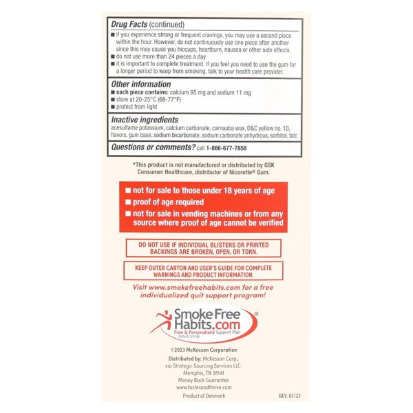 Foster & Thrive Nicotine Gum, 2 - 4 mg, Uncoated, Stop Smoking Aid