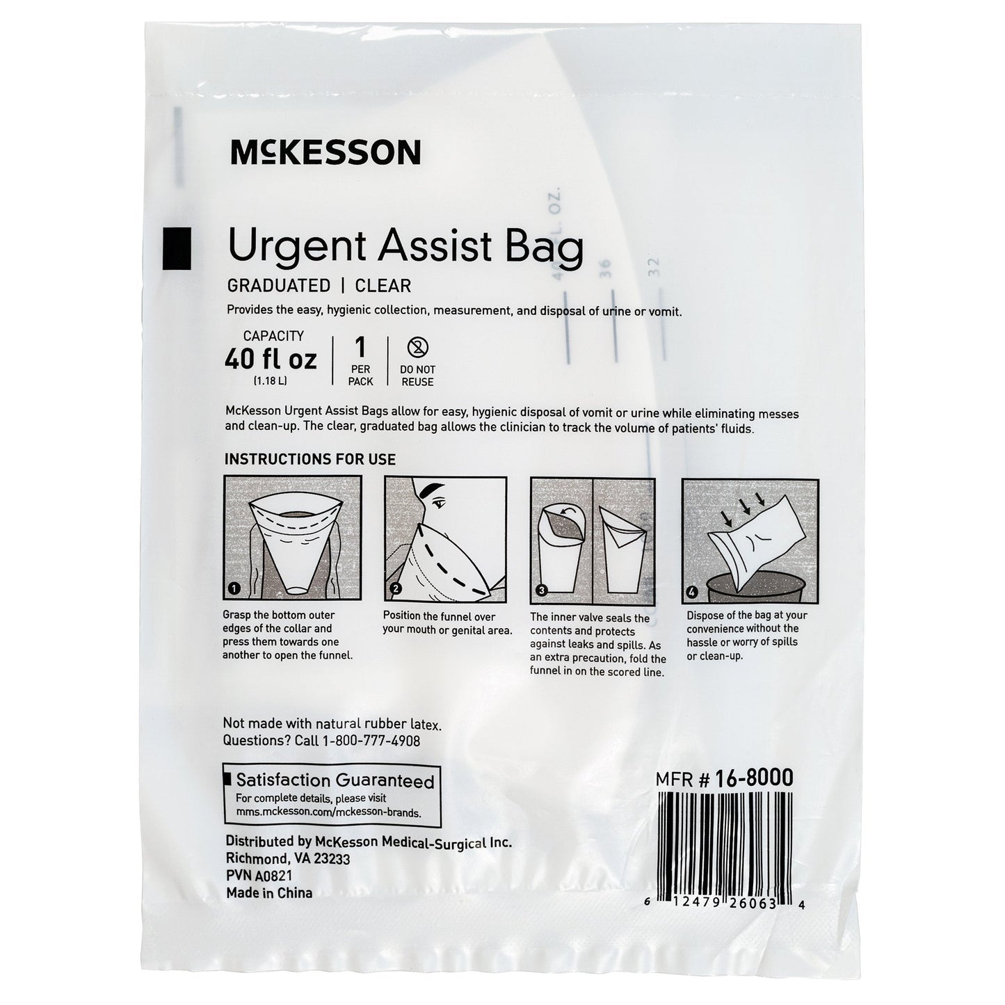 Bag, Vomit Graduated Markings Clr 40Oz (12Ea/Bg 20Bg/Cs), 240 ct