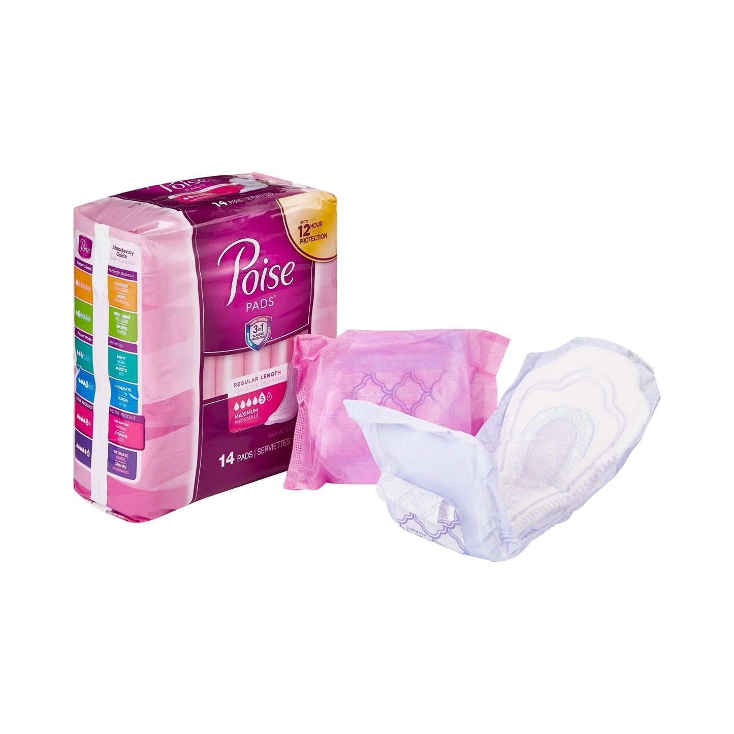 Poise Bladder Control Pads for Women, Heavy Absorbency, Regular Length
