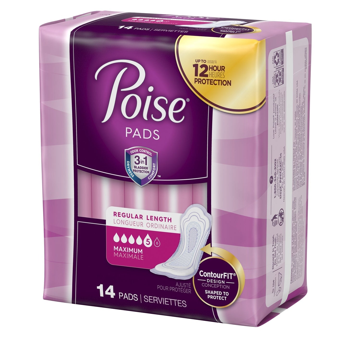 Poise Bladder Control Pads for Women, Heavy Absorbency, Regular Length