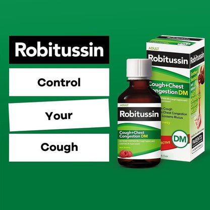 Robitussin Adult Cough + Chest Congestion DM Liquid, Raspberry