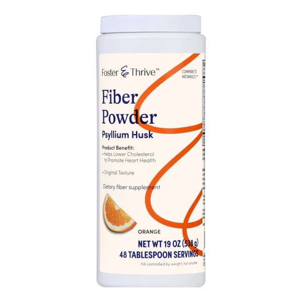 Foster & Thrive Psyllium Husk Fiber Powder, Orange, 48 Servings