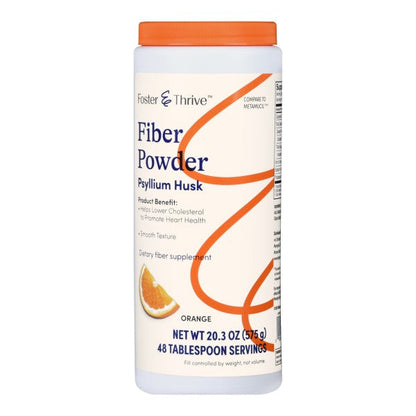 Foster & Thrive Fiber Powder Psyllium Husk, Orange Flavor, 48 Servings