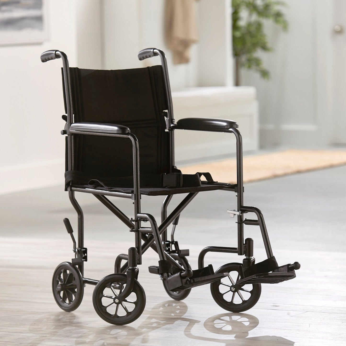 McKesson Lightweight Steel Transport Chair, Black