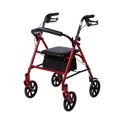 McKesson Folding Steel 4 Wheel Rollator, 12" Seat Width, 300 lb. Capacity