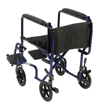 Drive™ Lightweight Transport Chair, Blue, 17-Inch Seat Width