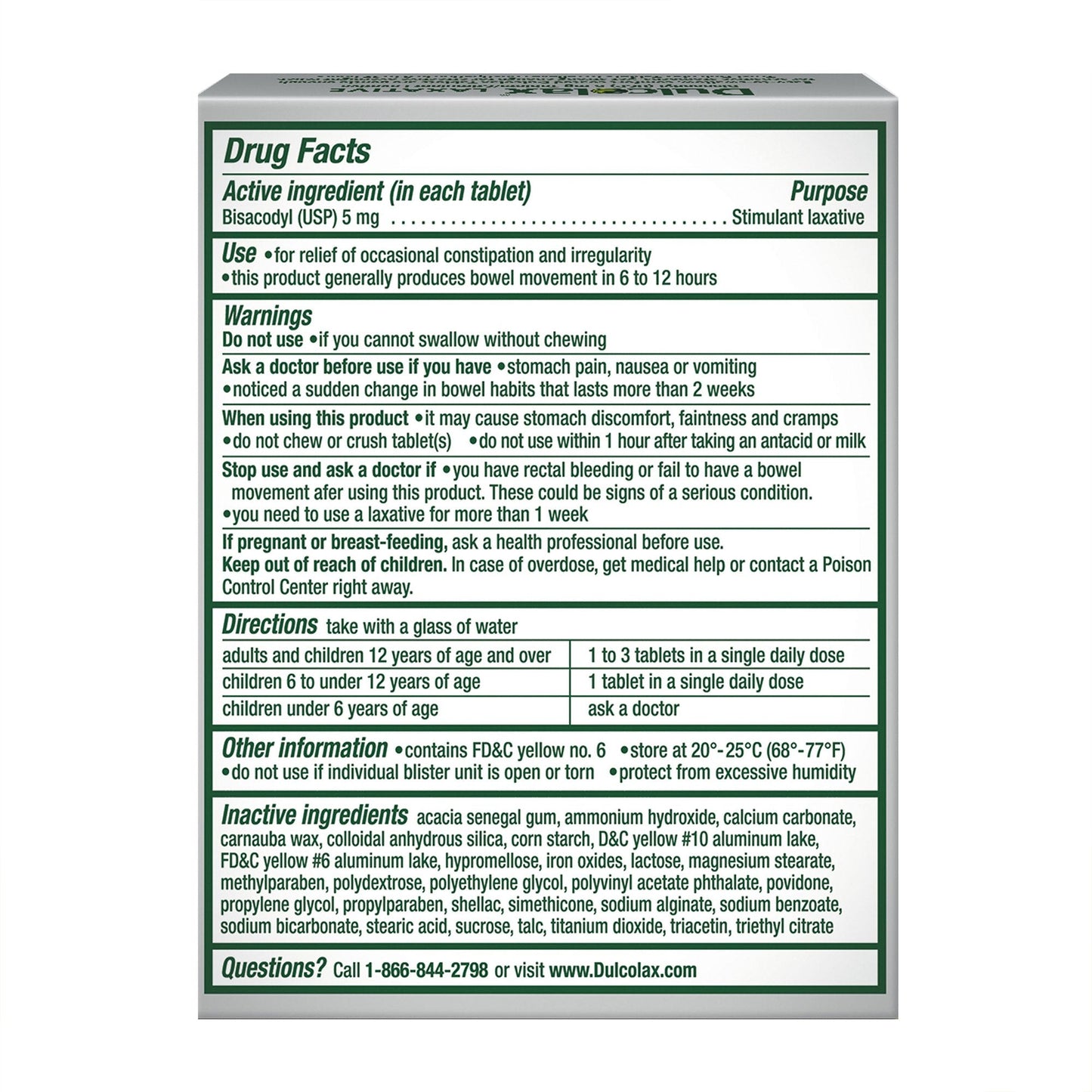 Dulcolax® Overnight Relief Laxative Tablets, 25 ct