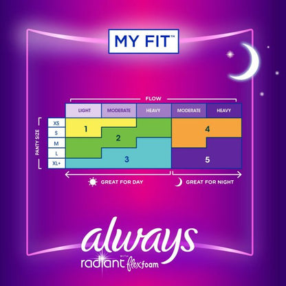 Always Radiant Overnight Pads w/ Flexi-Wings, Size 4, 10 ct.