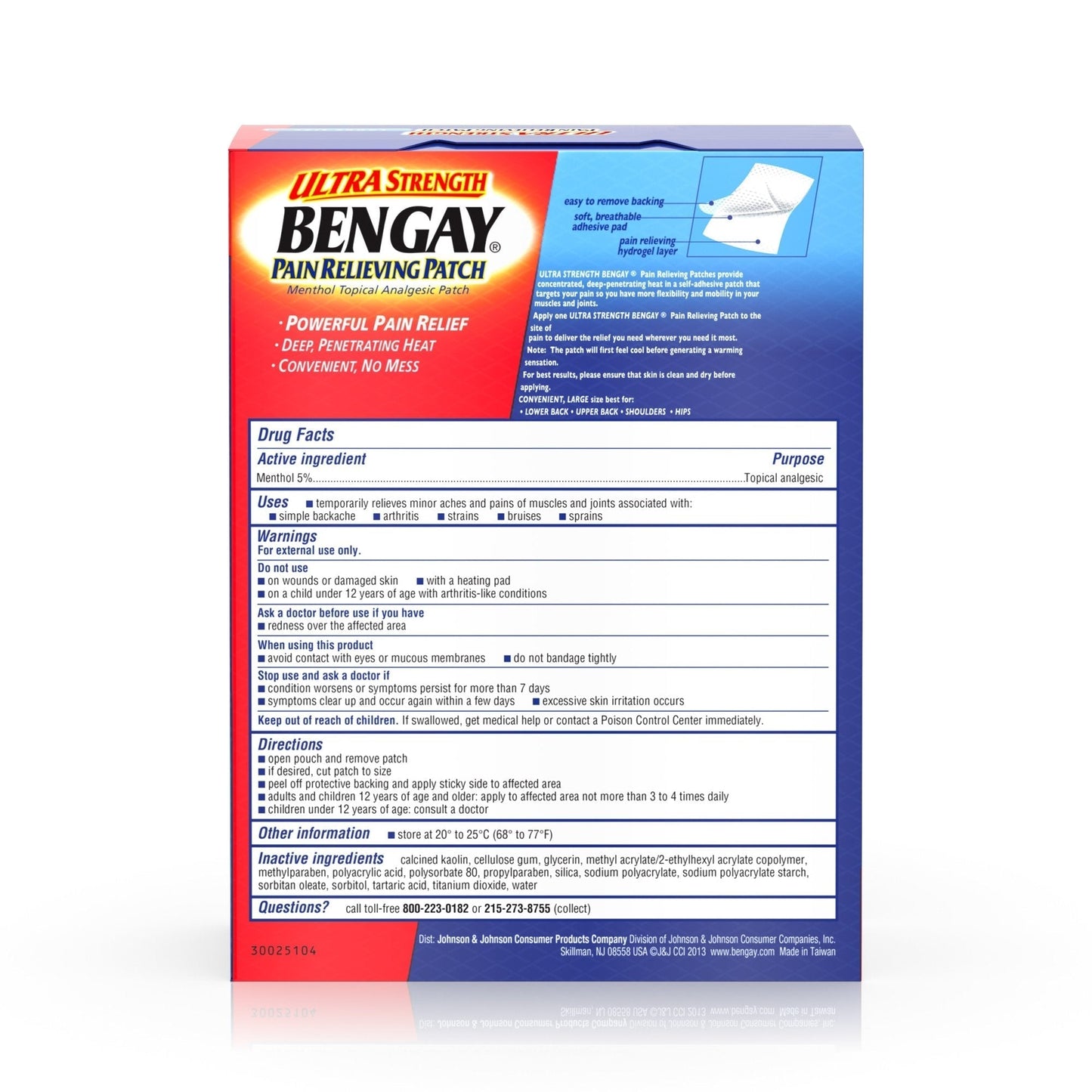 Bengay® Ultra Strength Menthol Topical Pain Relief Patch