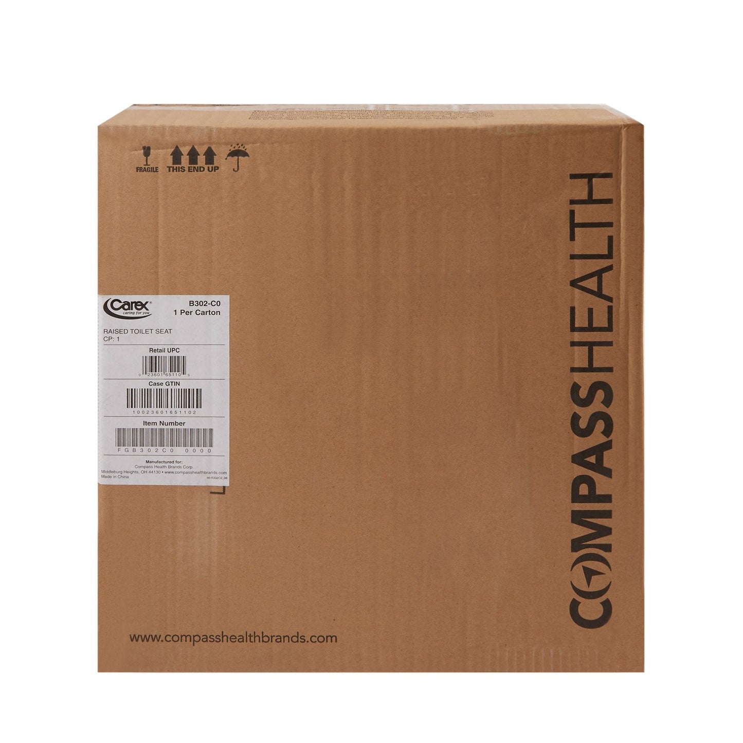 Carex® Raised Toilet Seat, 5", 300 lb. capacity