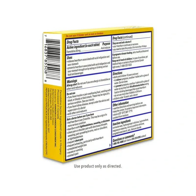 Pepcid AC Maximum Strength Tablets, 20 mg.