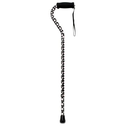 McKesson Pink Floral Offset Cane, Aluminum, 30 – 39 Inch Height