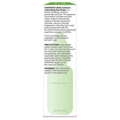 Blink Eye Lubricating Drops for Dry Contact Lenses, 0.34 oz.