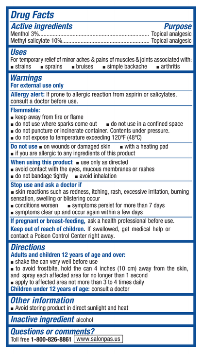 Salonpas Pain Relieving Jet Spray, Menthol, 4 oz.