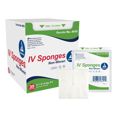 Dynarex® I.V. / Drain Split Dressing, 2 x 2 inch, 35 ct.