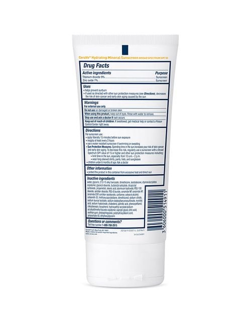 CeraVe Hydrating Mineral Sunscreen SPF 50 Body Lotion, 5 oz.