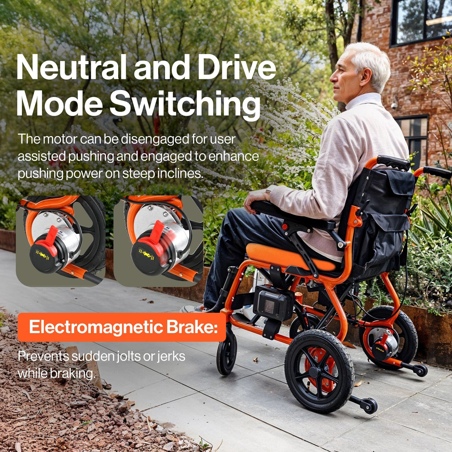 SuperHandy GoRide 2 Electric Wheelchair - 48V 2Ah Battery, 300Lbs Max Weight