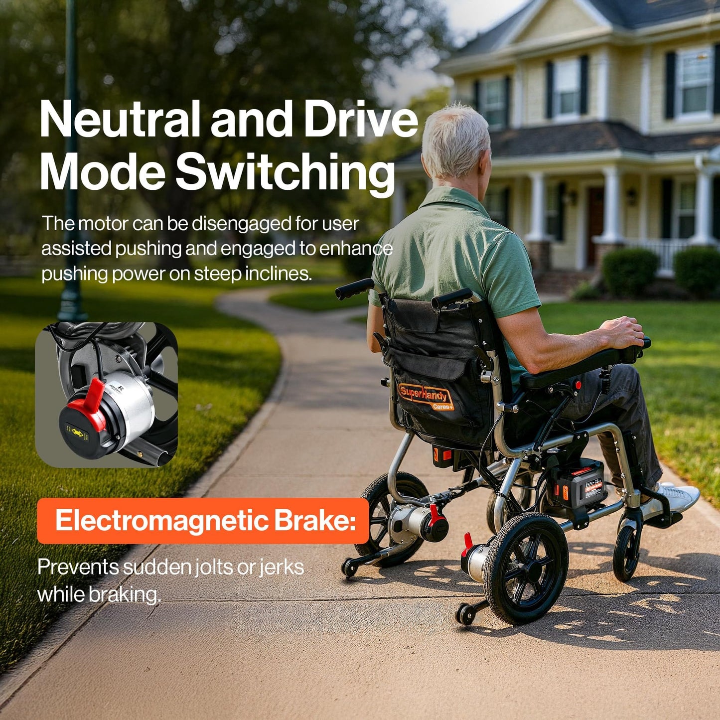 SuperHandy - Outdoor Tools & Mobility SuperHandy GoRide Series Electric Wheelchairs – Lightweight, Foldable Power Chairs with Dual Brushless Motors, Zero-Turn Maneuverability & Electromagnetic Brake (GoRide 2 Plus - 300 Lb Max)