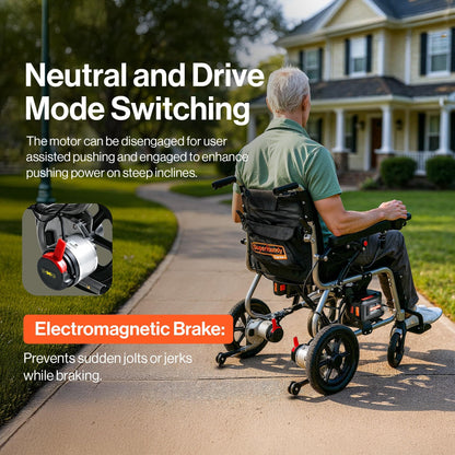 SuperHandy - Outdoor Tools & Mobility SuperHandy GoRide Series Electric Wheelchairs – Lightweight, Foldable Power Chairs with Dual Brushless Motors, Zero-Turn Maneuverability & Electromagnetic Brake (GoRide 2 Plus - 300 Lb Max)
