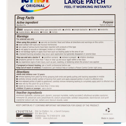 Icy Hot® Menthol Topical Pain Relief Back Patch, 5 ct.