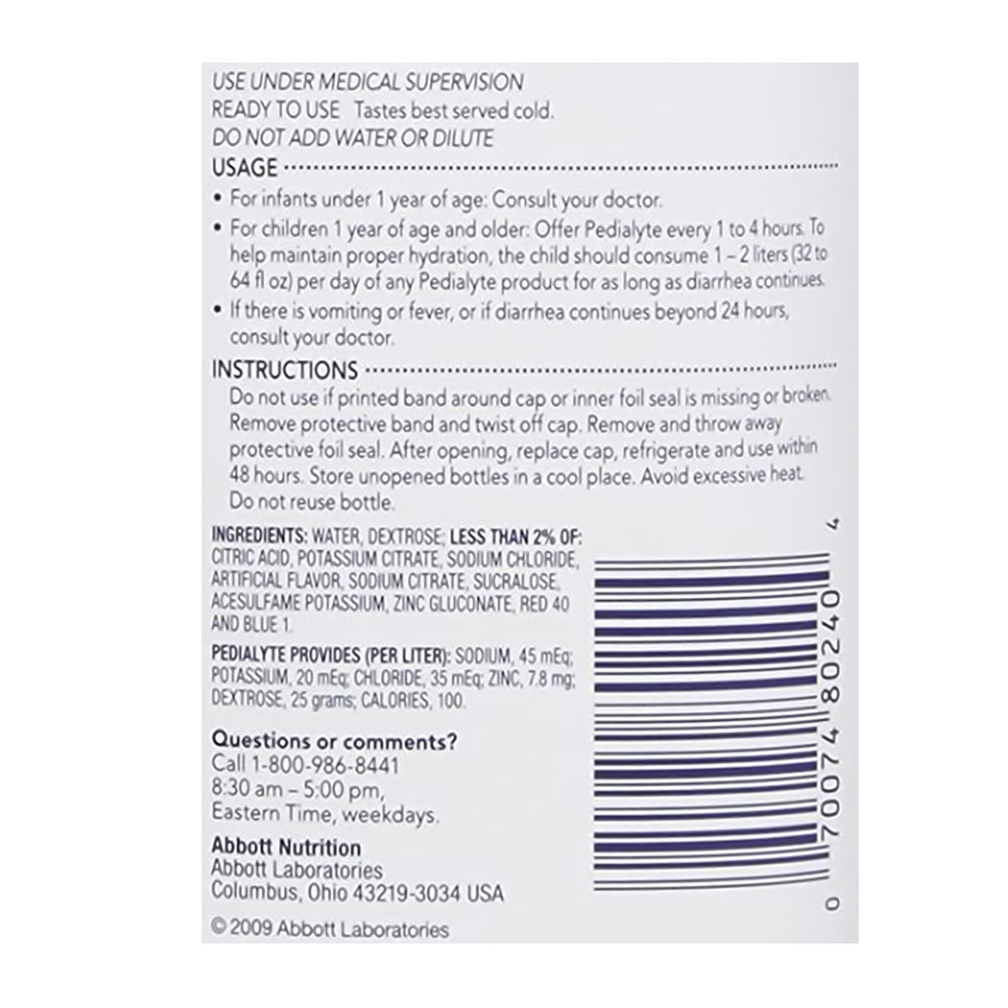 Pedialyte® Pediatric Oral Electrolyte Solution, 1 Liter