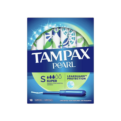 Tampax Pearl Tampons with LeakGuard Braid, Unscented, 18 ct.