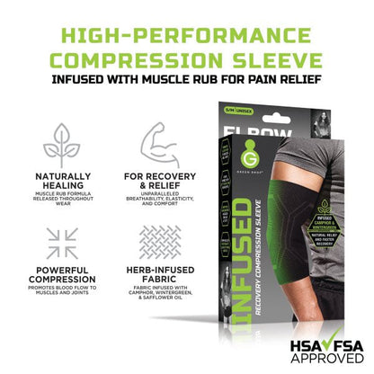 Green Drop™ Infused Compression Sleeve Elbow Support, Small/Medium