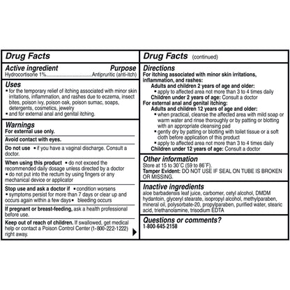 Rugby Hydrocortisone Itch Relief Cream, 1-ounce Tube