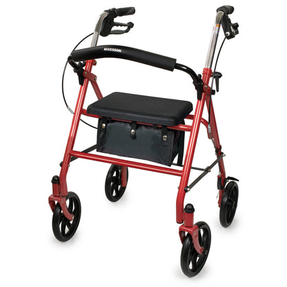 McKesson Folding Steel 4 Wheel Rollator, 12" Seat Width, 300 lb. Capacity