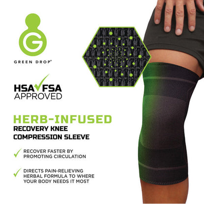 Green Drop Infused Compression Recovery Sleeve Knee Support