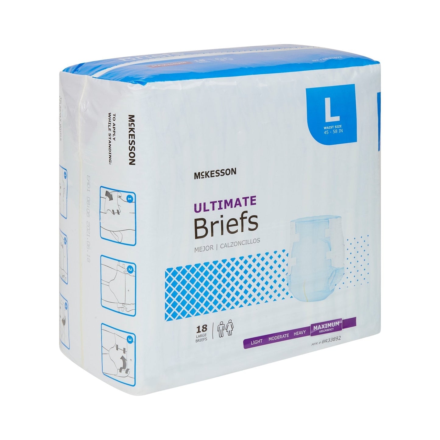 McKesson Ultimate Maximum Absorbency Incontinence Brief, Large, 72 ct