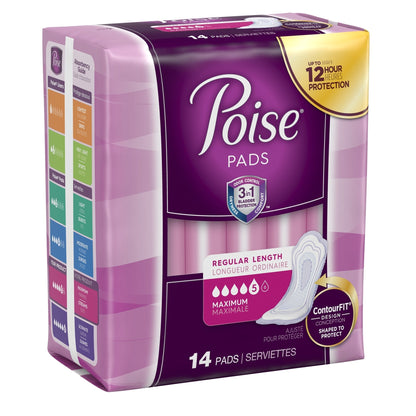 Poise Bladder Control Pads for Women, Heavy Absorbency, Regular Length