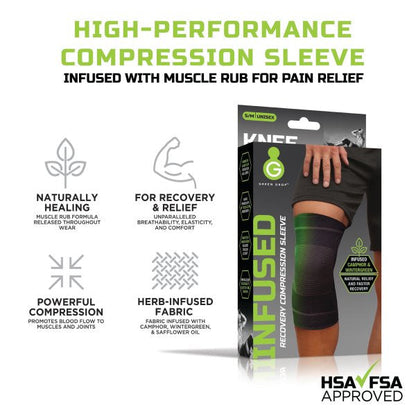 Green Drop Infused Compression Recovery Sleeve Knee Support