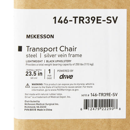 McKesson Lightweight Steel Transport Chair, Black
