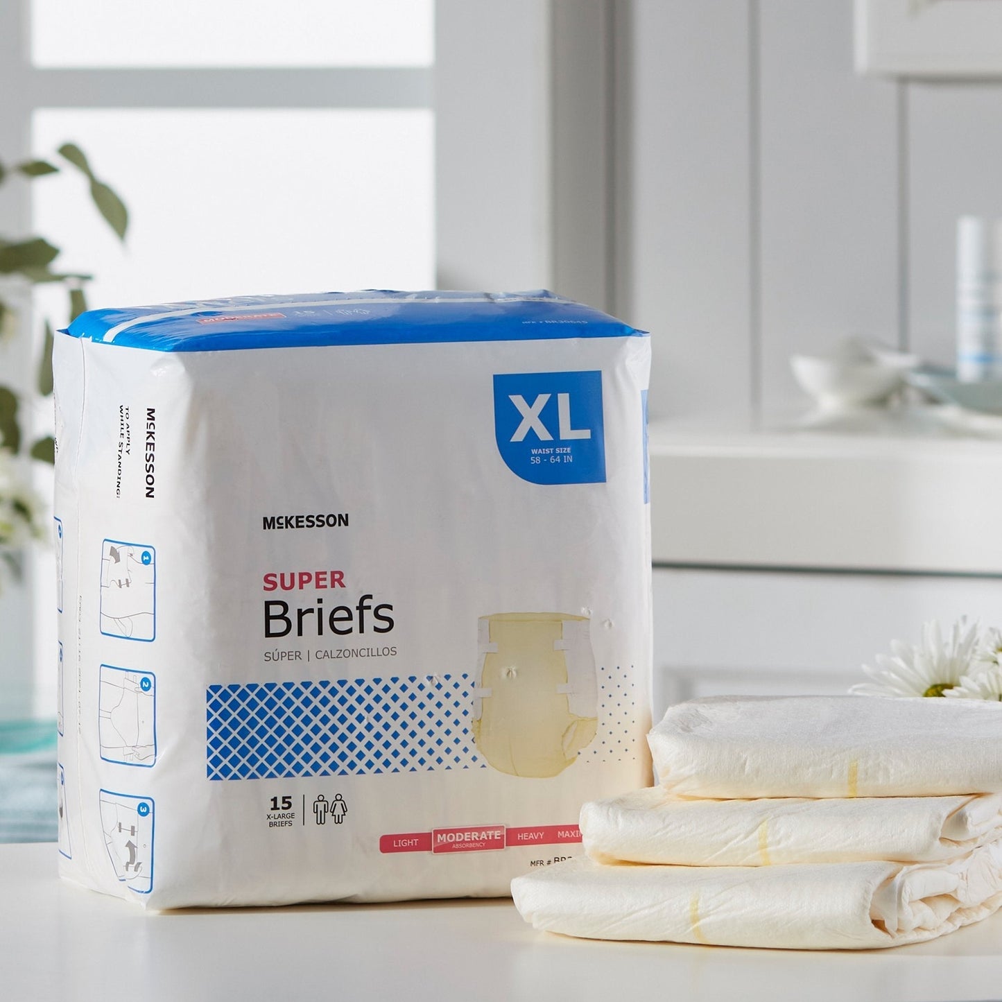 McKesson Super Moderate Absorbency Incontinence Brief, Extra Large, 60 ct