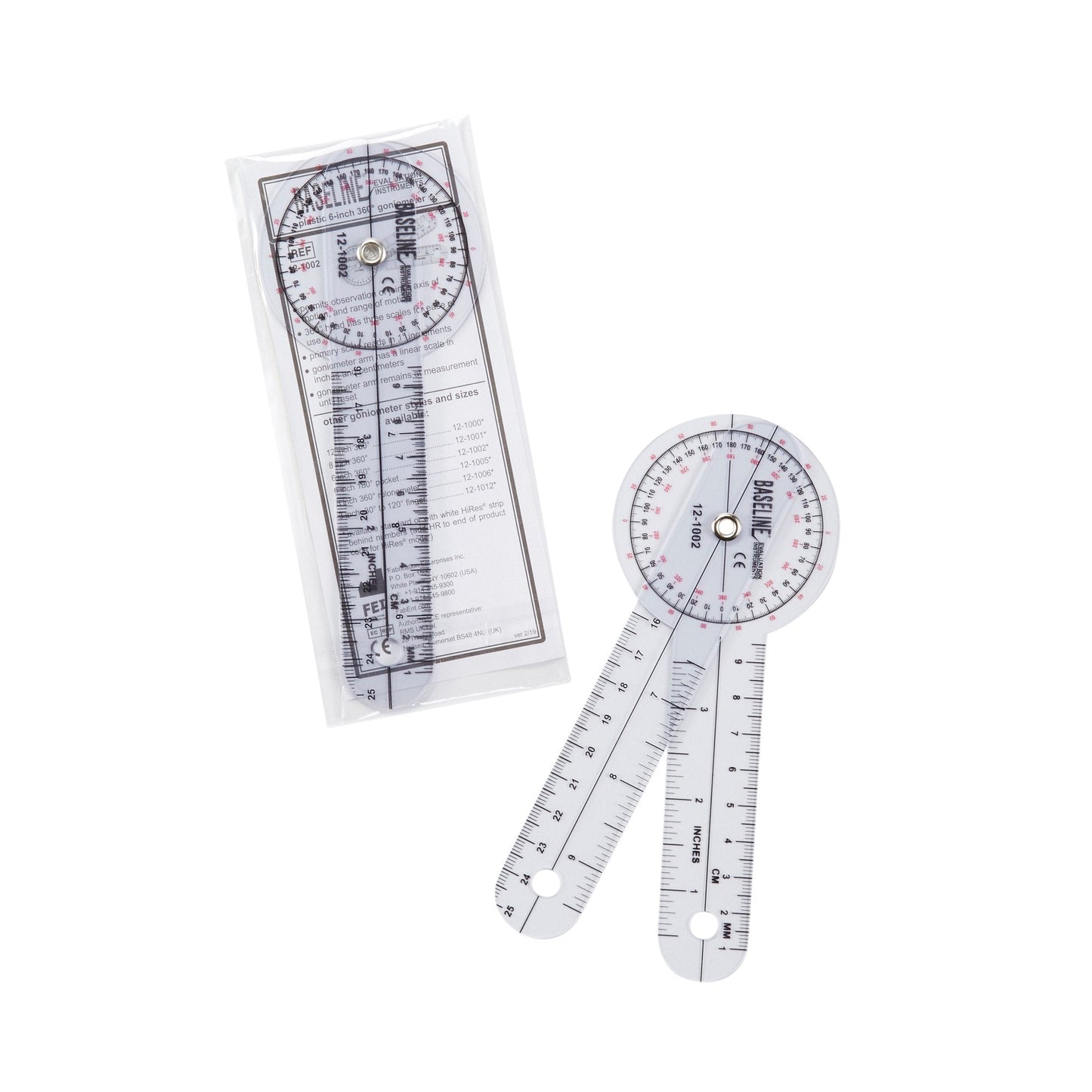 Baseline® 360° Head Plastic Goniometer, 6 Inch Arms