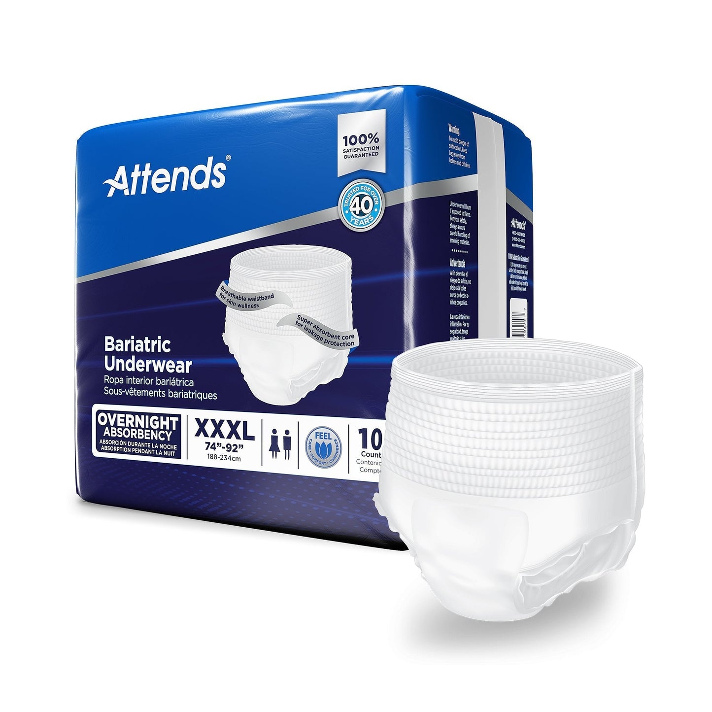 Attends® Absorbent Underwear, 3X-Large, 10 ct